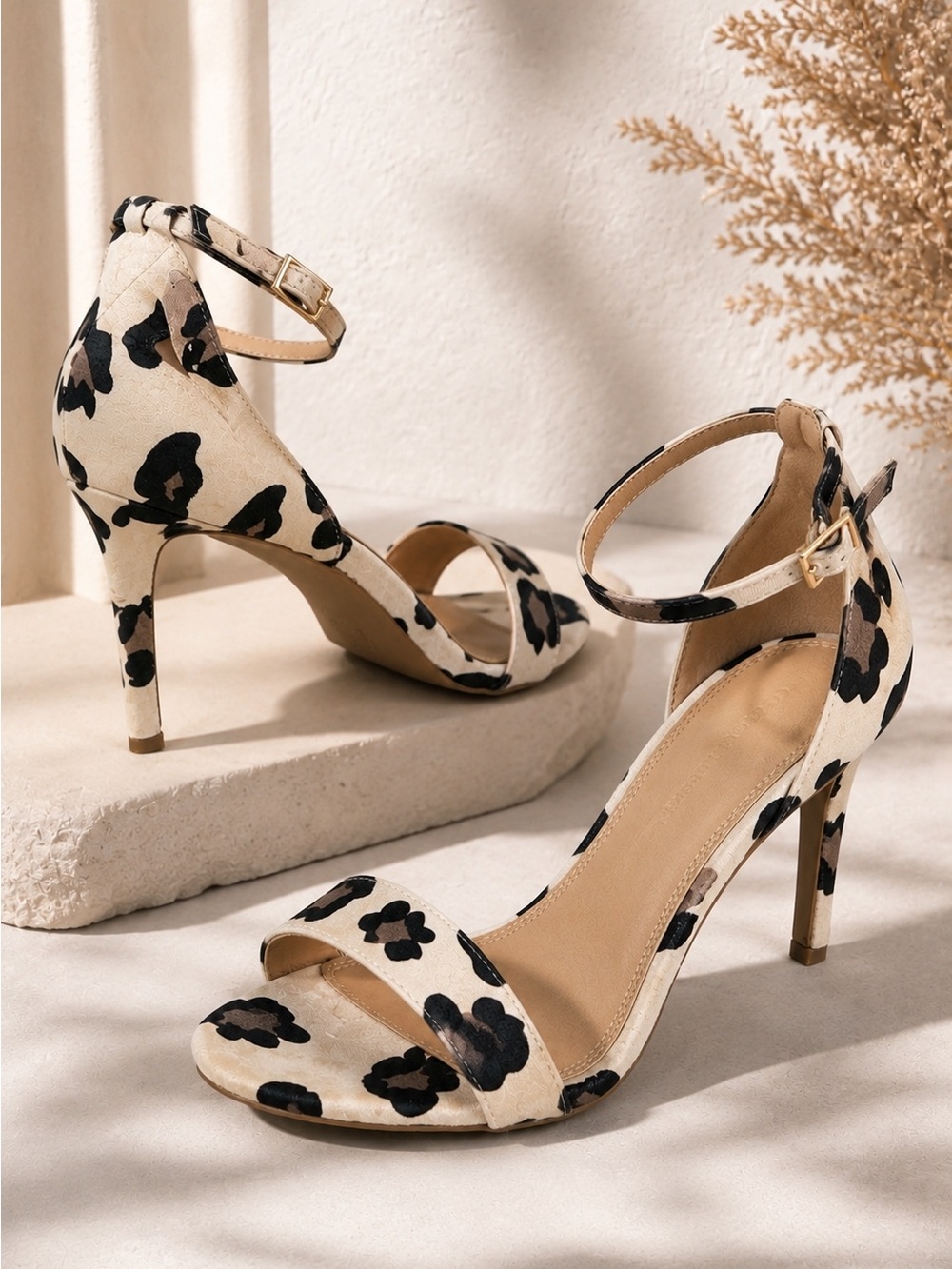 ASOS Leopard Pony Peep Toe Sandals in Size 8